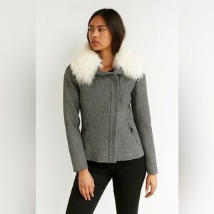 Preen jaket with Mongolian fur color gray wool blend zipper closure two pocket M